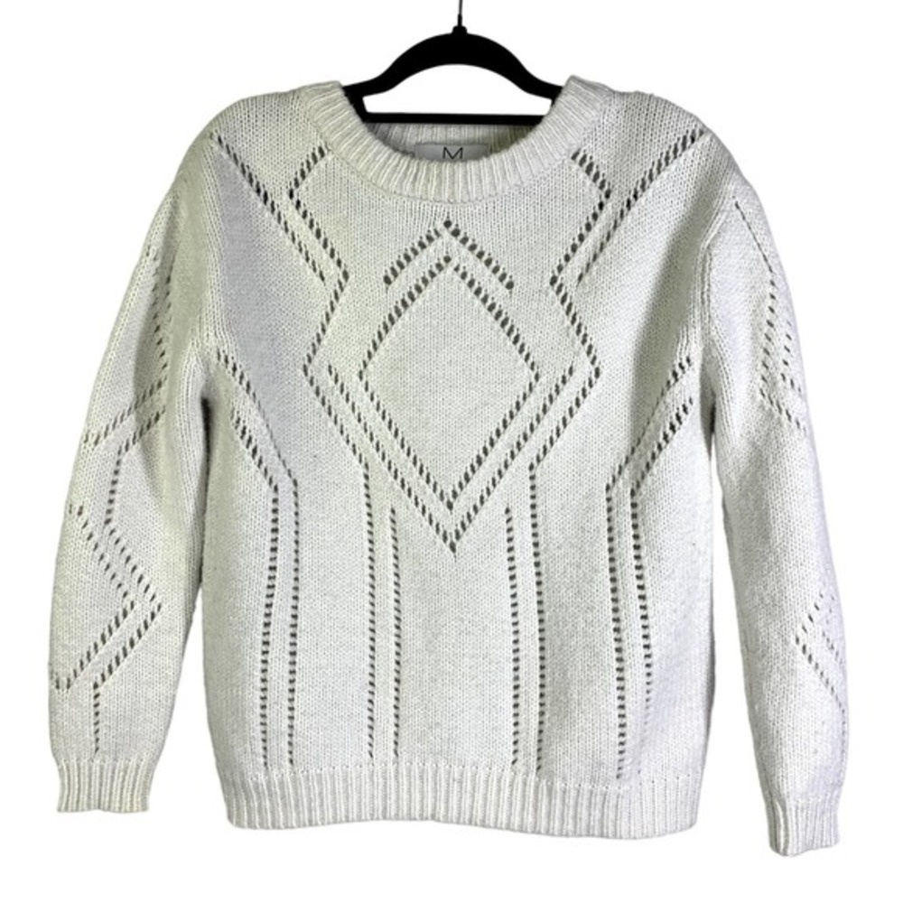 MAGASCHONI‎ White Patterned Knit Pullover Sweater